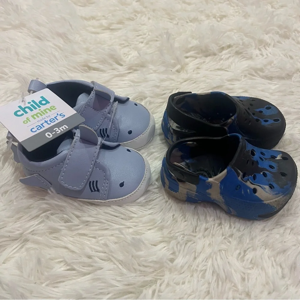 Shark Slip On Shoes , Blue Black Shoes 0-3 months